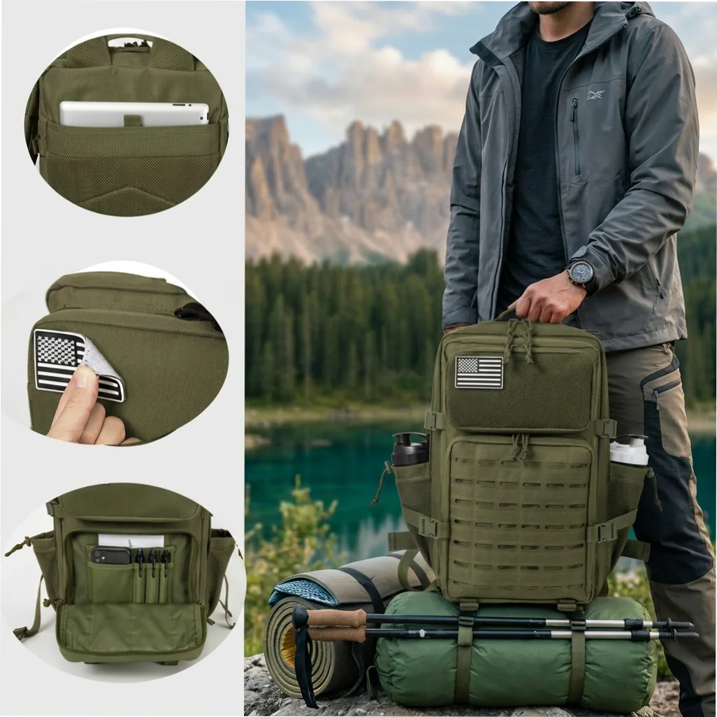 45L Tactical Backpack for Men – MOLLE Hiking, Camping & Outdoor Survival Bag