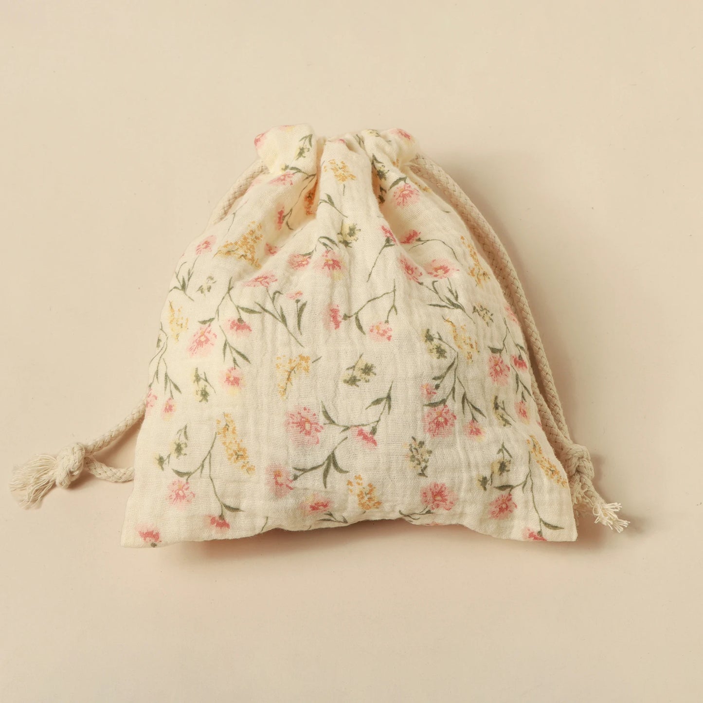 3-Pack Muslin Drawstring Storage Pouches – Baby Stroller Organizer Bags