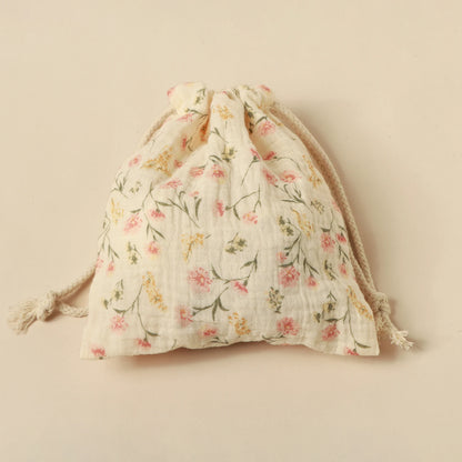 3-Pack Muslin Drawstring Storage Pouches – Baby Stroller Organizer Bags