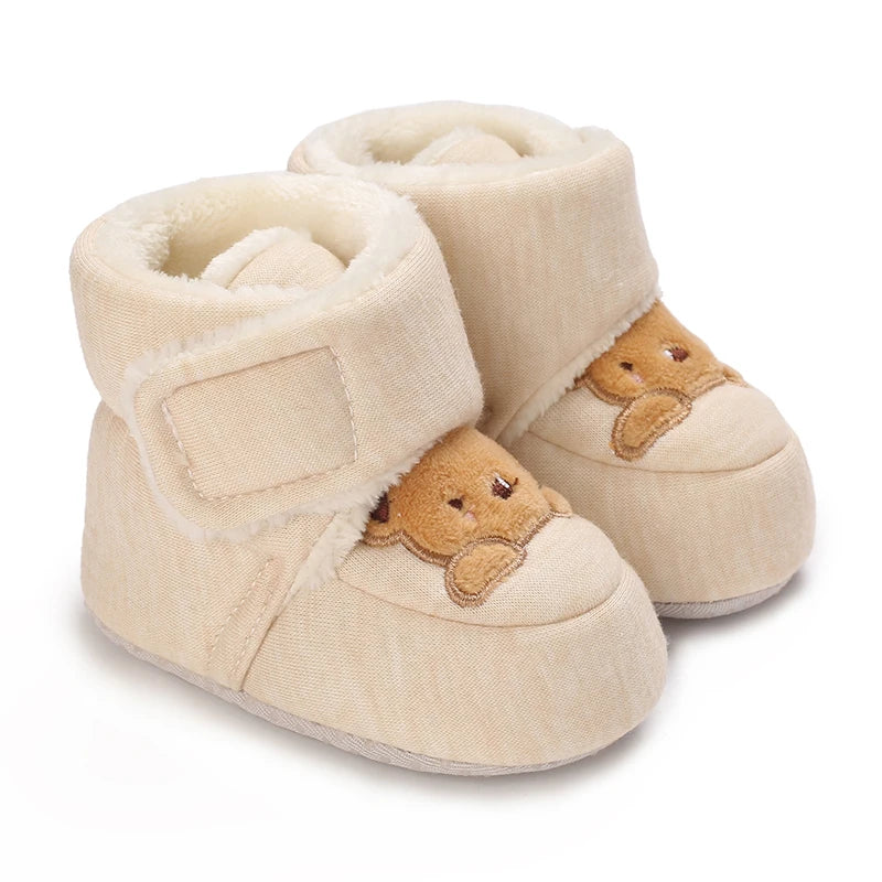 Baby Bear Booties – Soft Cotton First Walker Shoes 0-18 Months