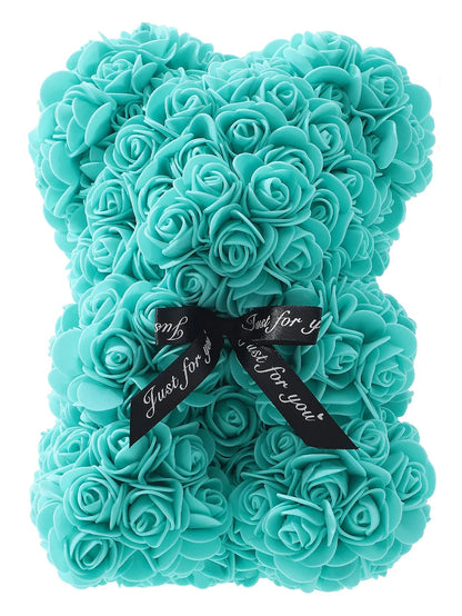 Rose Teddy Bear – Artificial Flower Bear Gift for Valentine's Day, Mother's Day & Birthdays