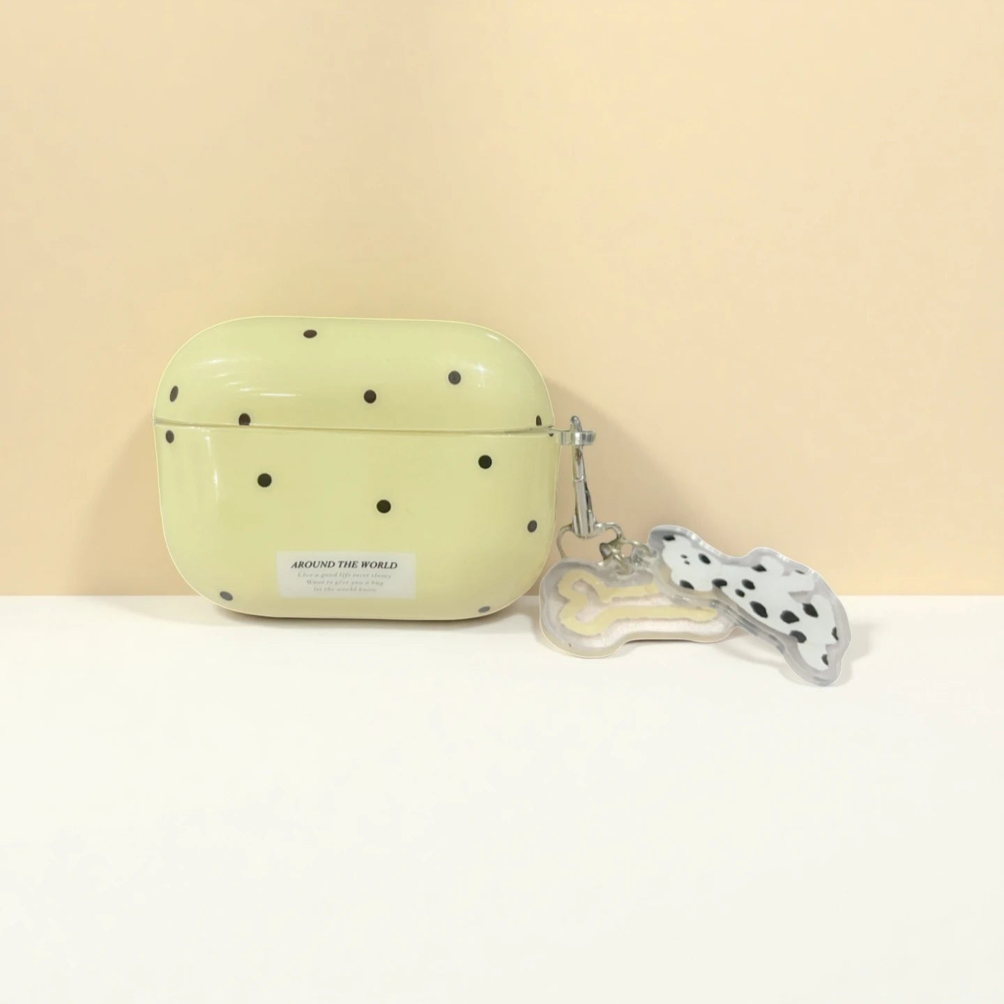 Cute Polka Dot AirPods Case with Dalmatian Dog Charm