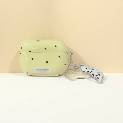 Cute Polka Dot AirPods Case with Dalmatian Dog Charm