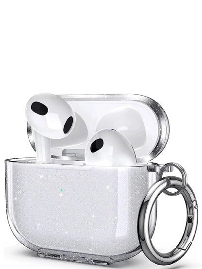 Glitter AirPods Case with Keychain Ring – Clear Sparkle Cover