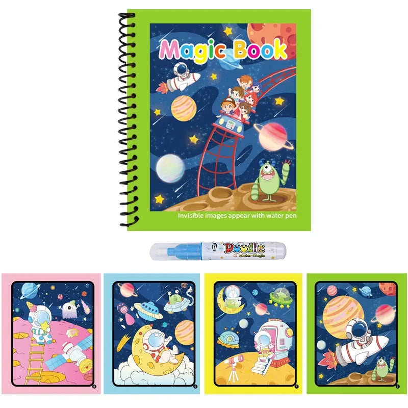 Magic Water Drawing Book for Kids with Water Pen
