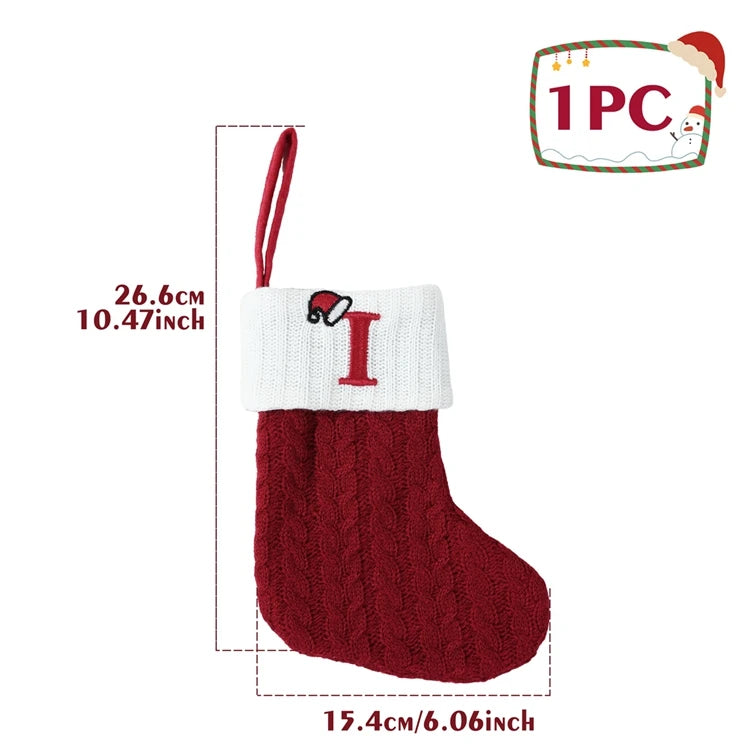 Christmas Alphabet Knit Stocking Ornament – 26 Letters