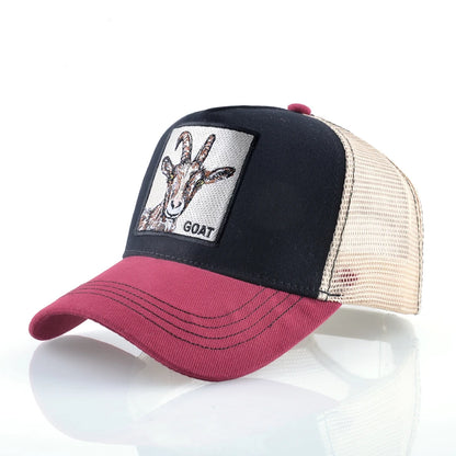 Unisex Embroidered Animal Patch Trucker Snapback Cap