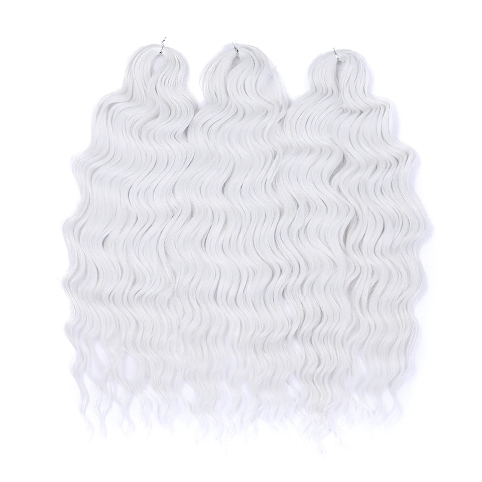 Deep Wave Braiding Hair Extensions 24 Inch – Synthetic Water Wave Crochet Hair