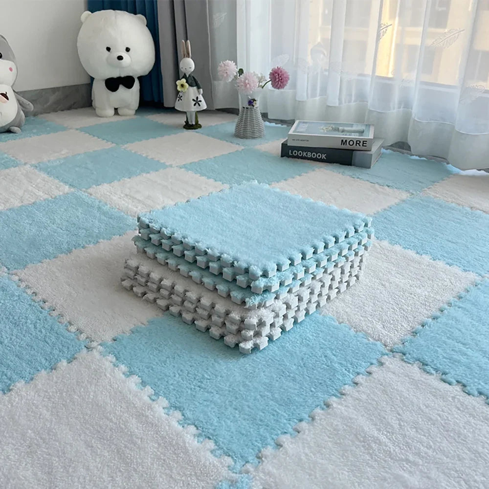 Interlocking Foam Puzzle Play Mat Tiles – Soft Plush Carpet for Kids & Baby