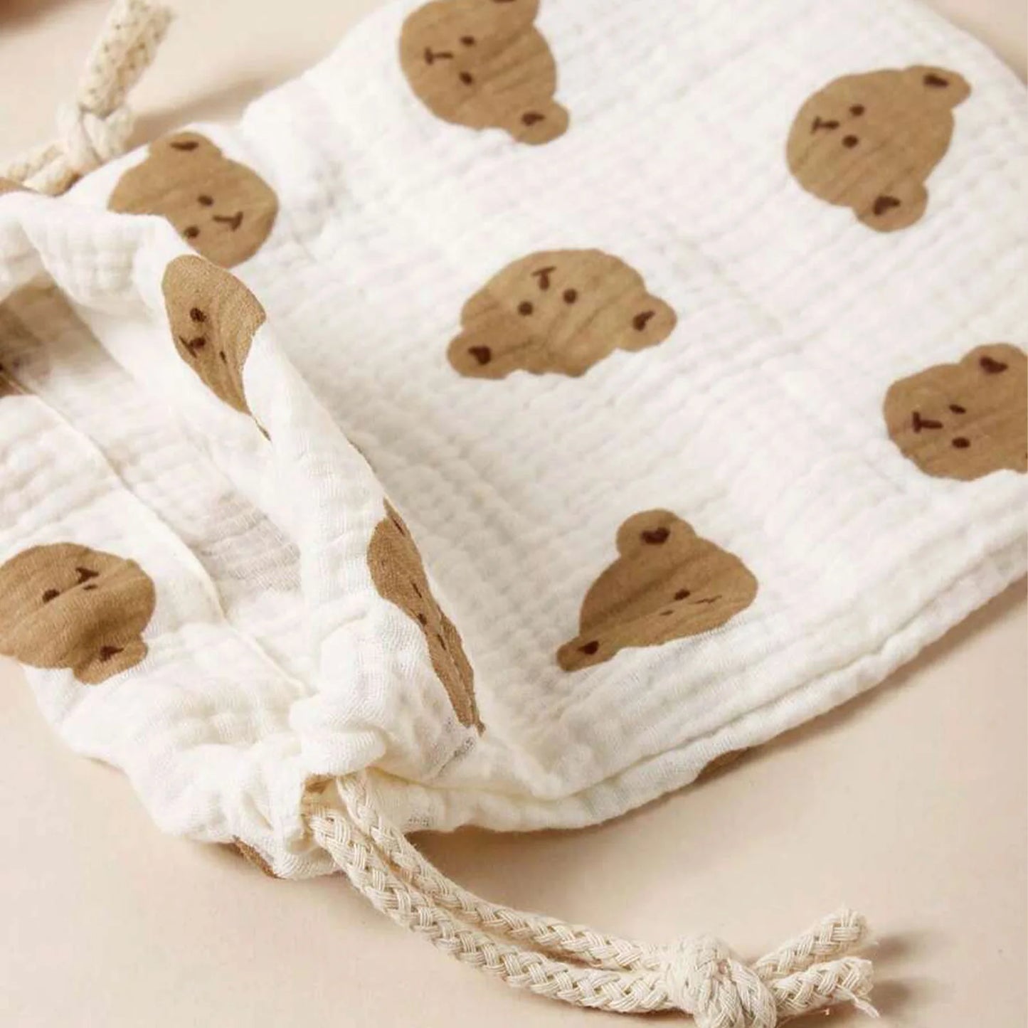 3-Pack Muslin Drawstring Storage Pouches – Baby Stroller Organizer Bags