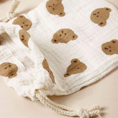 3-Pack Muslin Drawstring Storage Pouches – Baby Stroller Organizer Bags