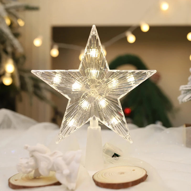 LED Moon & Star Christmas Tree Topper Light – Warm White Glow