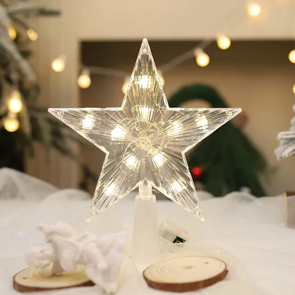 LED Moon & Star Christmas Tree Topper Light – Warm White Glow