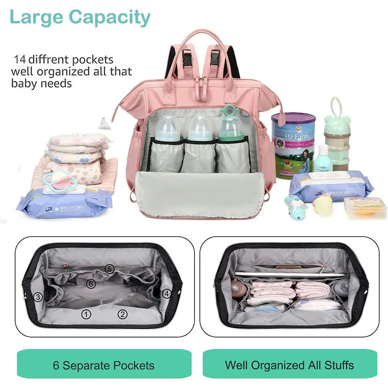 Diaper Bag Backpack Large Capacity Cotton Maternity Tote