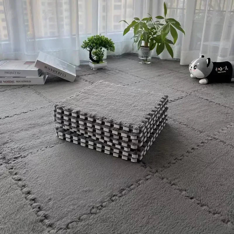 Plush Puzzle Floor Mat – 10pcs Interlocking Foam Tiles 30x30cm