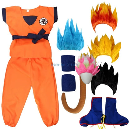Son Goku Costume Set with Tail – Dragon Ball Cosplay for Kids & Adults
