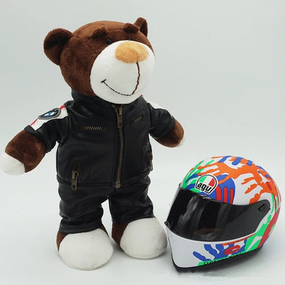 Motorcycle Helmet Teddy Bear Plush Toy – Kawaii Biker Bear Stuffed Animal Gift