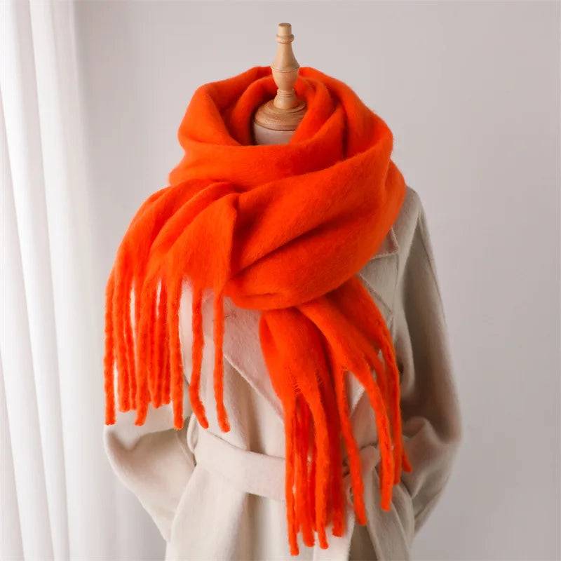 Pashmina Winter Scarf – Women's Thick Warm Shawl with Tassels