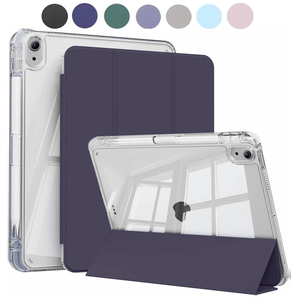 iPad Case Clear Back Smart Folio with Auto Wake/Sleep