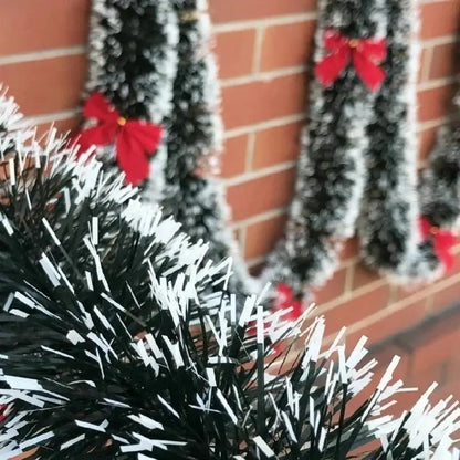 Christmas Tinsel Garland with Bows – 2M Festive Ribbon Decoration