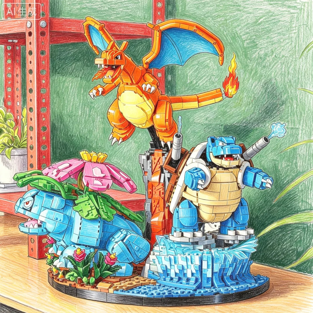 6838 Piece Elf Frog Fire Dragon and Water Turtle Building Block Set