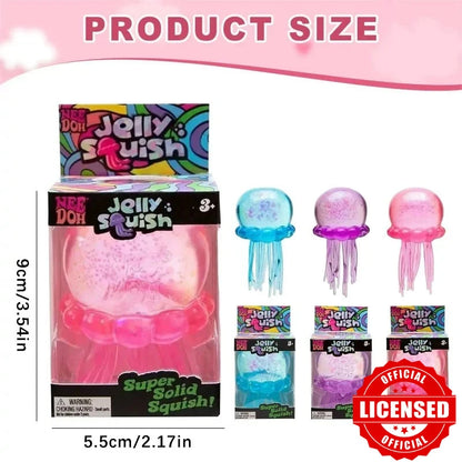 Needoh Jelly Squish Jellyfish Squishy Toy – Glitter Stress Relief Squeeze Ball