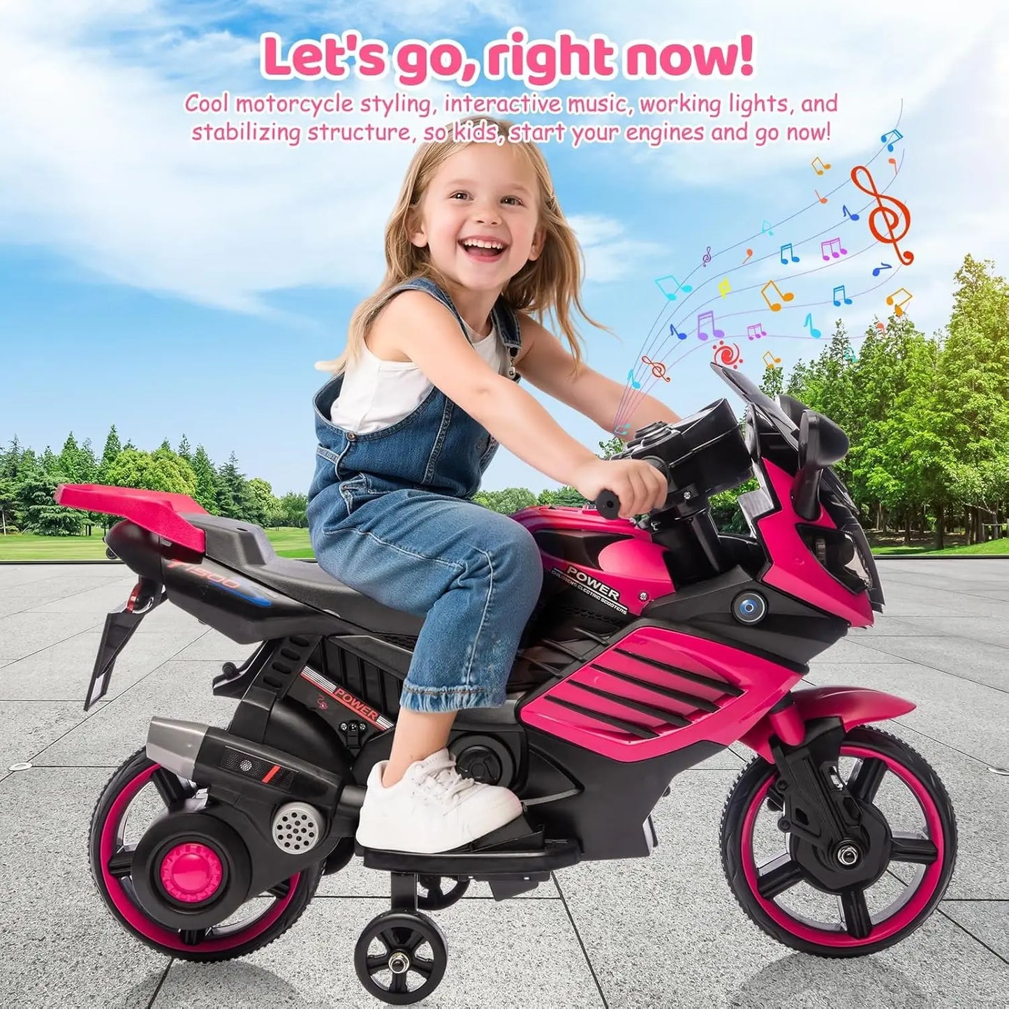 6V Kids Electric Ride On Motorcycle with Training Wheels