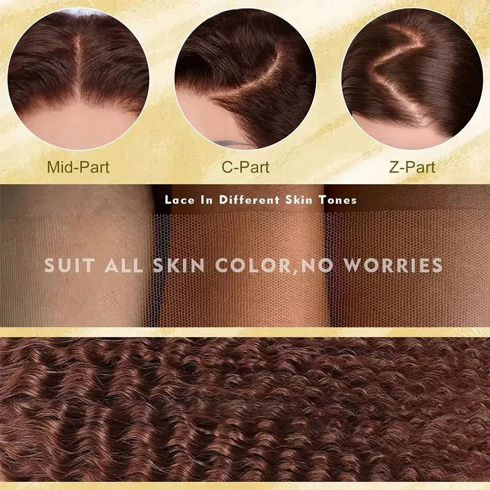 Chocolate Brown Deep Wave HD Lace Front Wig – 13x6, 180%/220%/250% Density