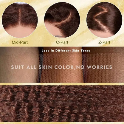 Chocolate Brown Deep Wave HD Lace Front Wig – 13x6, 180%/220%/250% Density