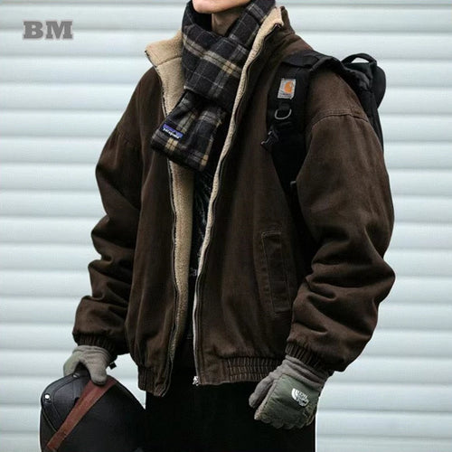Men's Polar Fleece Jacket – Vintage Loose Streetwear Winter Coat