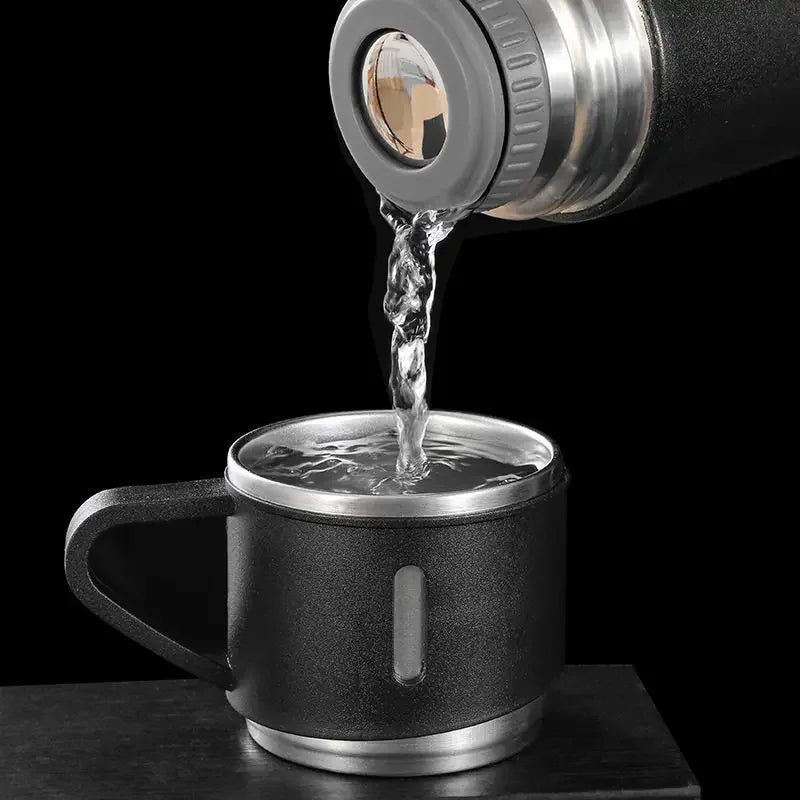 Vacuum Flask Gift Set with 3 Cups – Stainless Steel Thermos