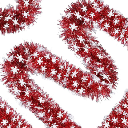 Christmas Tinsel Garland with Snowflakes & Tree Cutouts – 2M