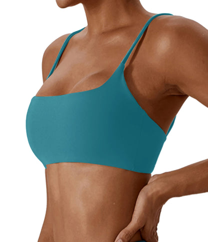 Women's Sports Bra – Nylon Cross Back with Removable Pads
