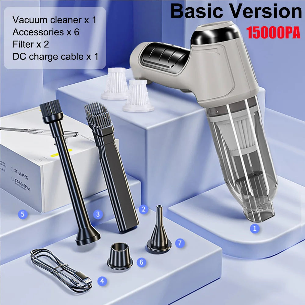 Handheld Wireless Car Vacuum Cleaner 95000Pa 2-in-1 Blower & Home Use