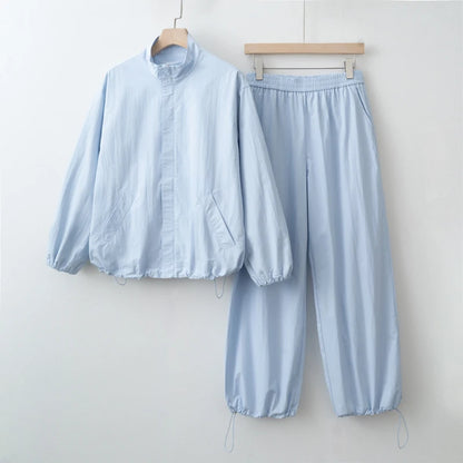 Women's Jacket and Wide Leg Pants Set Casual Sporty Two-Piece