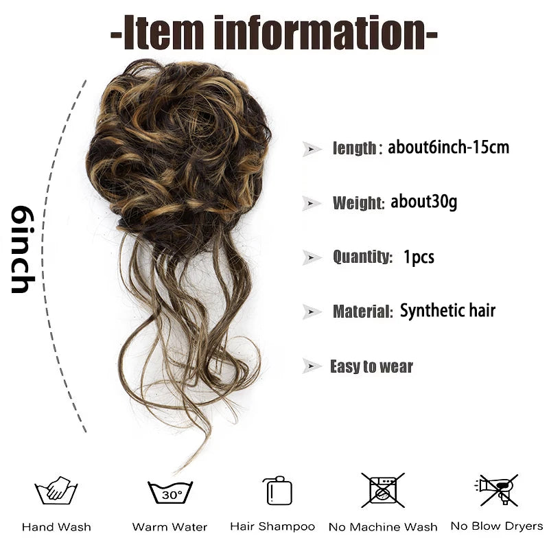 Messy Bun Hairpiece Scrunchie – Synthetic Chignon Hair Extension