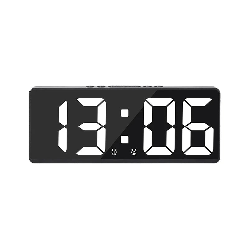 Digital LED Alarm Clock – Mirror Display, Voice Control & Snooze