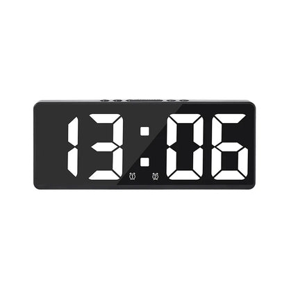 Digital LED Alarm Clock – Mirror Display, Voice Control & Snooze