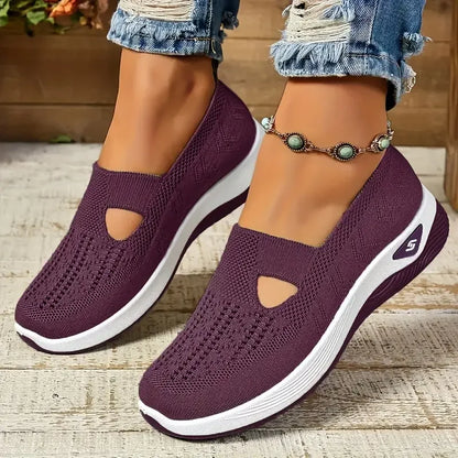 Women's Breathable Slip-On Sneakers – Lightweight Casual Walking Shoes