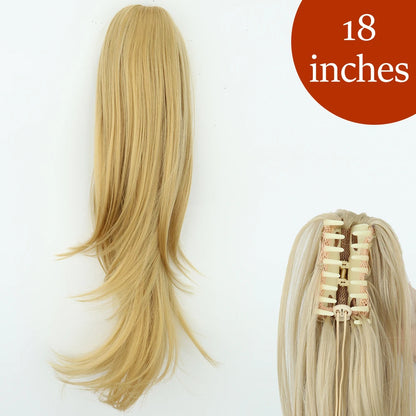 Claw Clip Ponytail Hair Extension 24 Inch Wavy Synthetic Heat Resistant