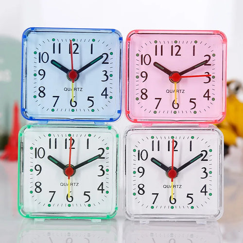 Square Alarm Clock – Compact Quartz Desk Clock for Kids, Students & Travel