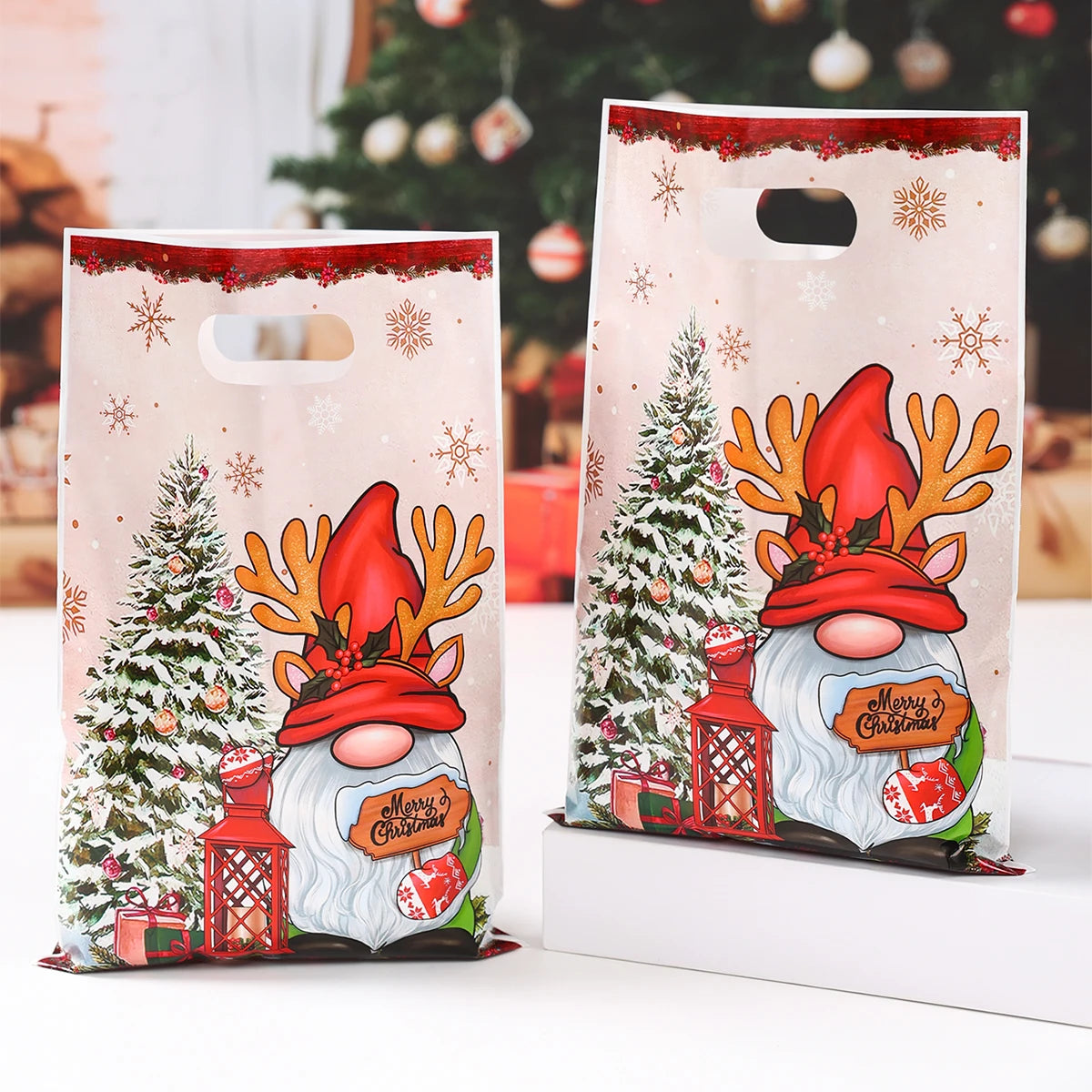 Christmas Gift Bags with Handles – Santa, Snowman & Holiday Designs