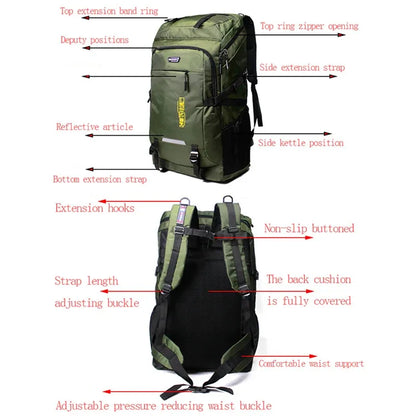 Large Hiking Backpack 50L/80L for Camping & Travel