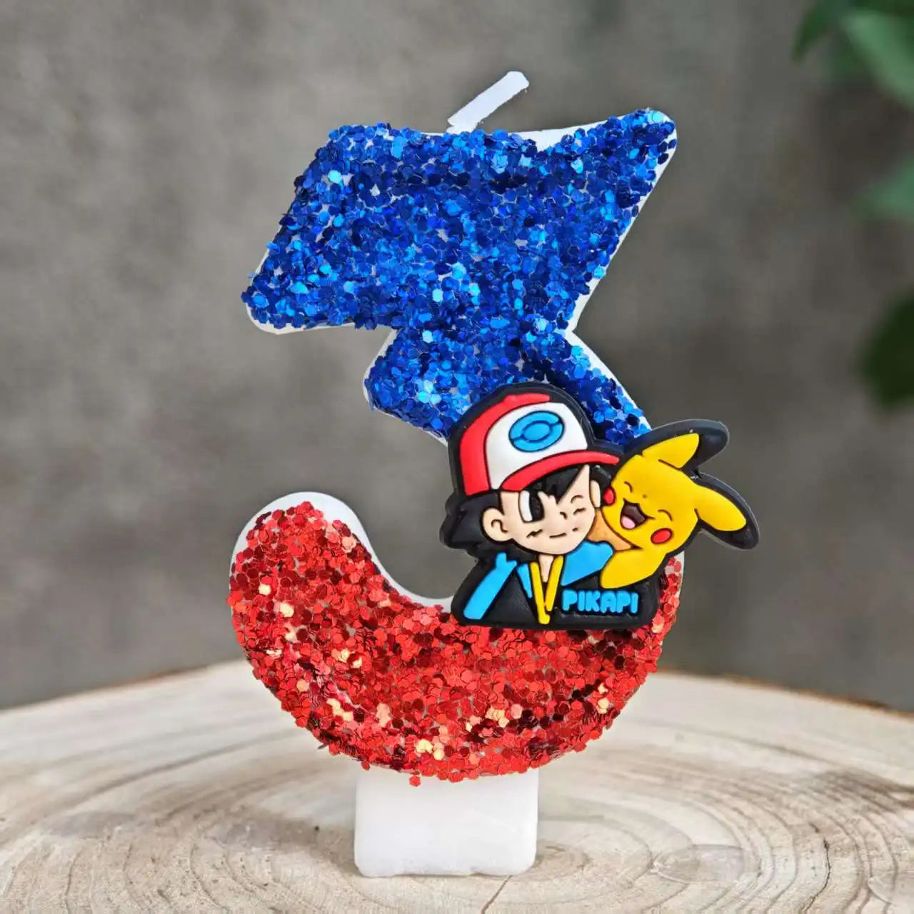 Pokemon Birthday Cake Number Candles – Glitter Anime Figure Decoration