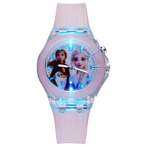 Kids Light-Up Watch Disney Frozen Elsa Girls Silicone Strap