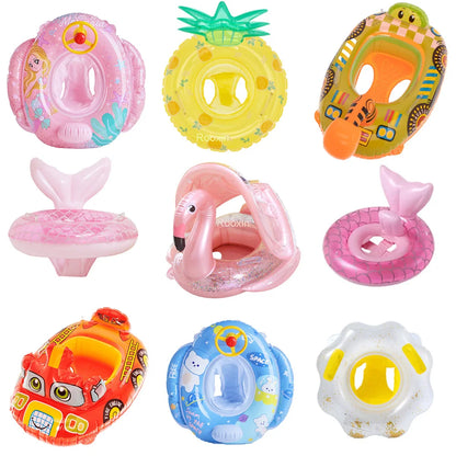 Baby Pool Float with Sunshade – Inflatable Infant Swim Ring Seat