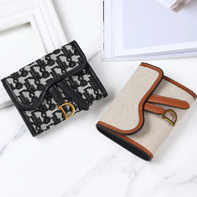 Women's Vintage Houndstooth Wallet – D-Clip Coin Purse & Card Holder