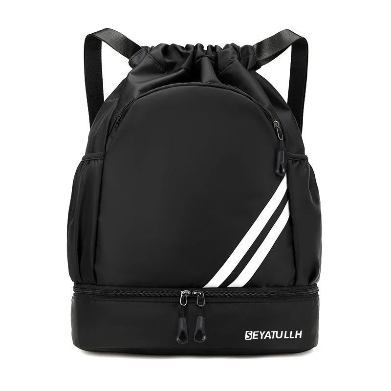 Sports Drawstring Backpack with Shoe Compartment – Waterproof Gym Bag