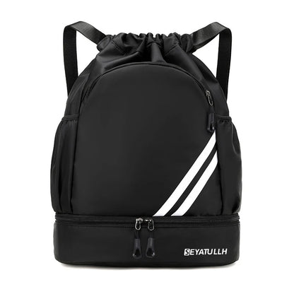 Sports Drawstring Backpack with Shoe Compartment – Waterproof Gym Bag