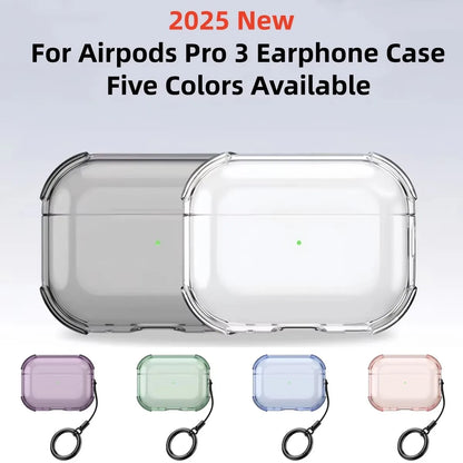 Clear AirPods Pro 3 Case with Keychain Ring – Shockproof TPU Cover